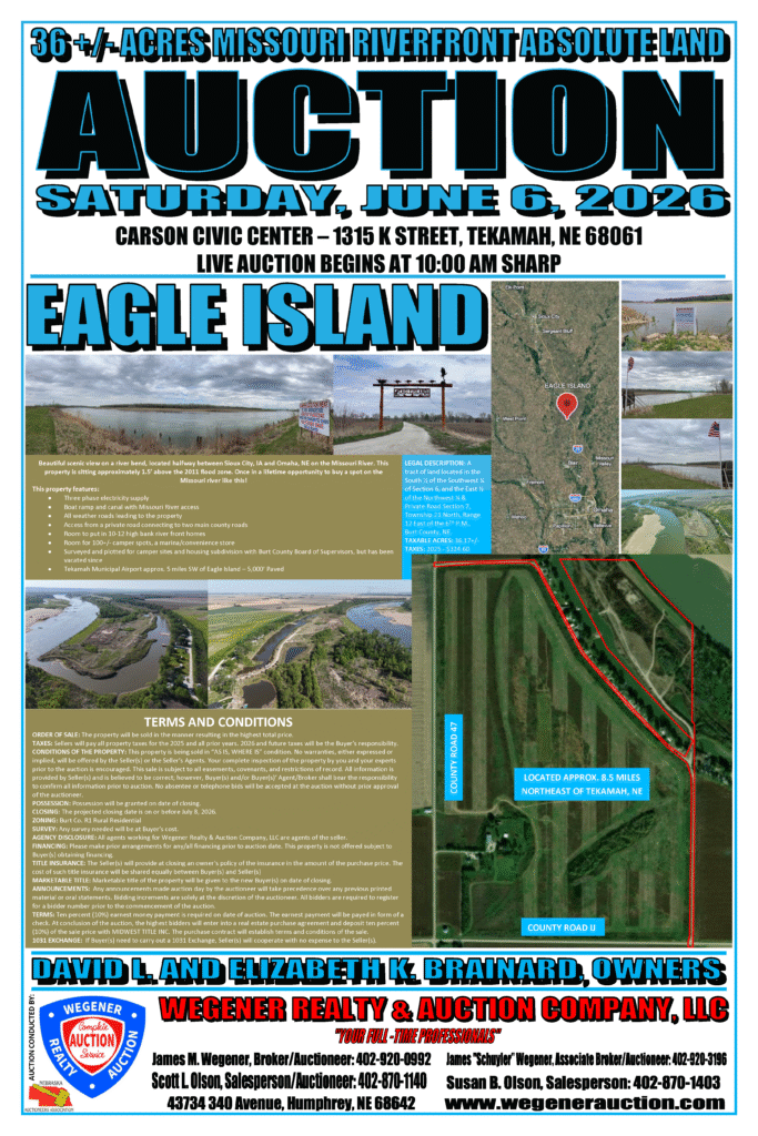 eagle island sale bill land for sale tekamah ne auction